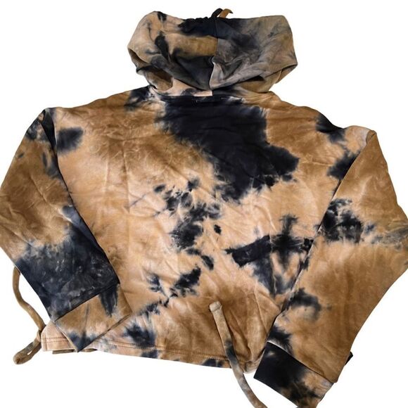 Blank NYC Blue and Brown Tie Dye Drawstring Hoodie Pullover Size M NWT - Picture 6 of 15